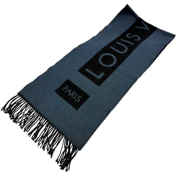 Auth LOUIS VUITTON Cashmere Scarf Shawl Echarpe Baroda M71291 Gray #36636120 - Picture 1 of 9